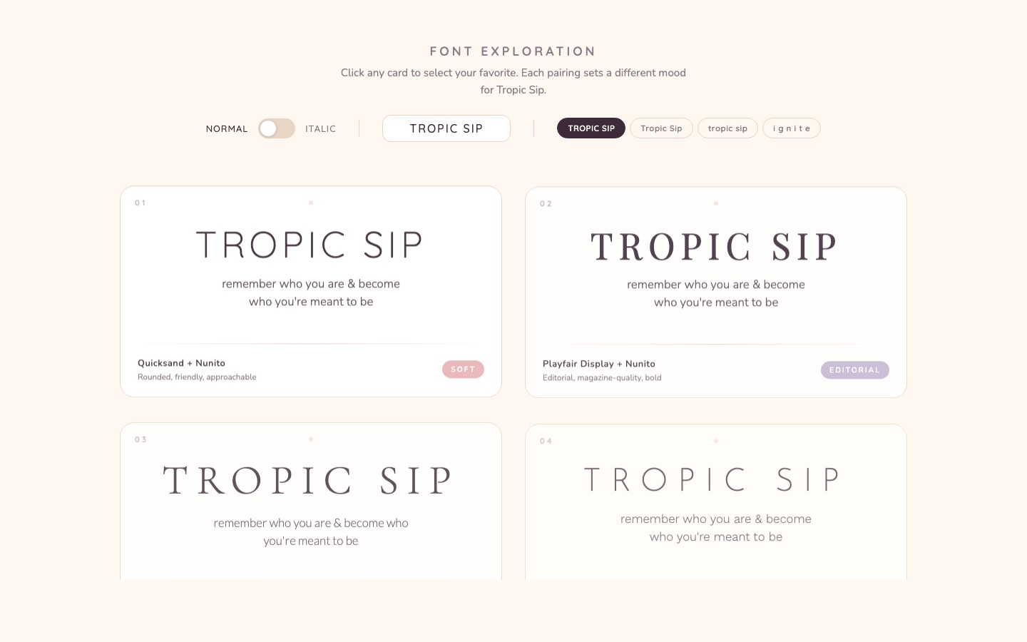 Interactive font pairing explorer